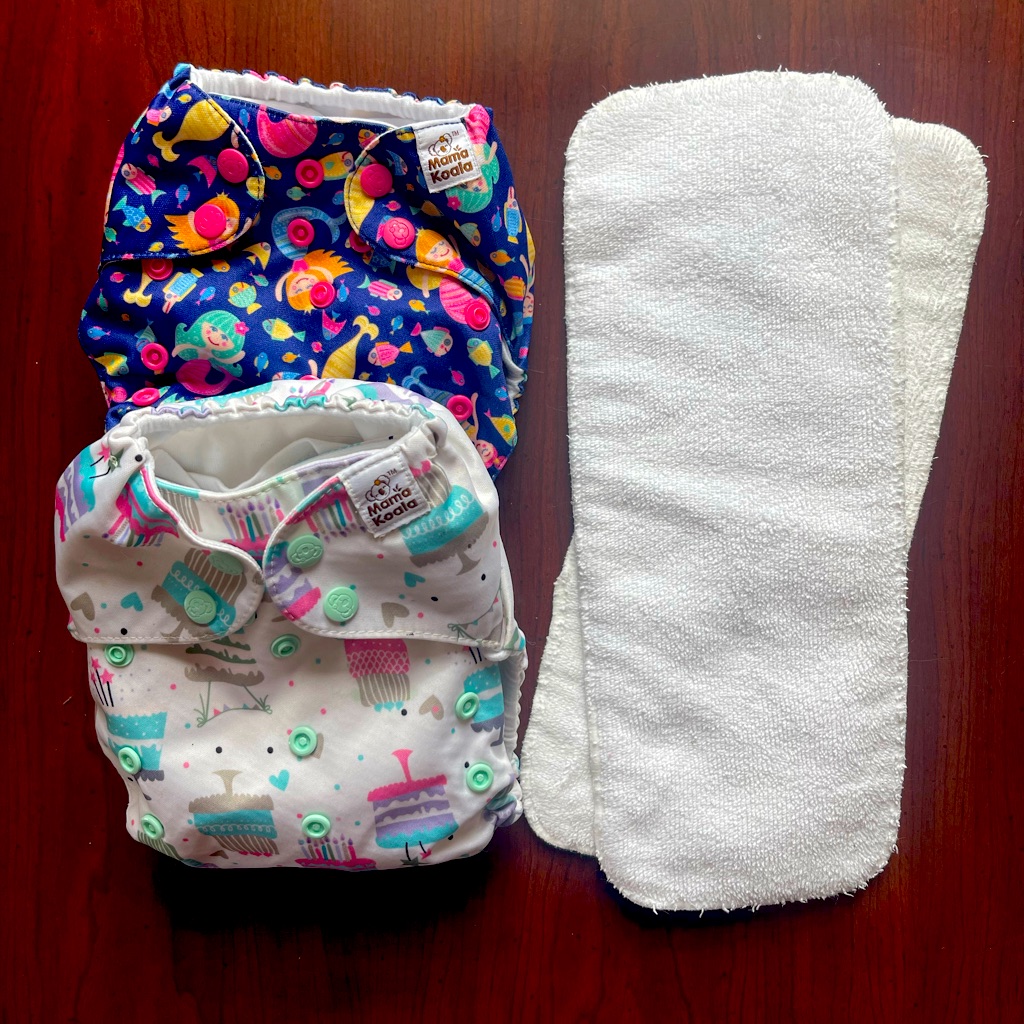Set Of 2 Mama Koala Cloth Diapers (Plus Extra Liners)